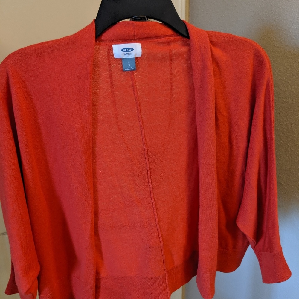 Orange dohlman sleeve cardigan